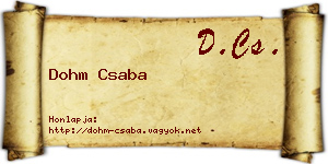 Dohm Csaba névjegykártya